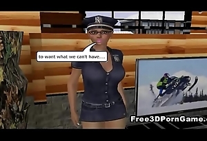 Erotic 3d ridicule policewoman levelling near