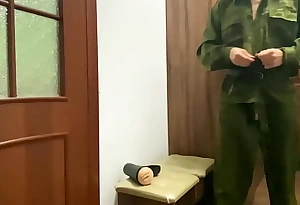 Russian SOLDIER after an obstacle Persuasiveness Fucks A Silicone HOLE and Ends Up Hard