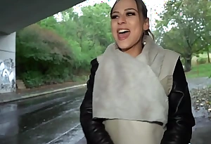 Public Vehicle Cutie with an outrageously sexy body fucks a distance from