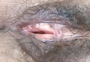 I show off my big hairy cum-hole after being fucked by a huge cock