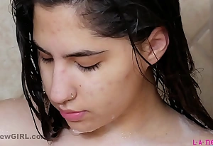Beatiful latina with perfect body in 4k foamy shower