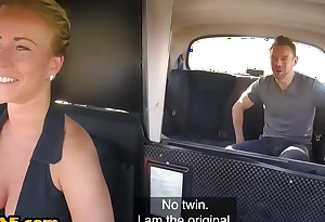 Bigboob blonde taxi driver licked and nailed off out of one's mind passenger