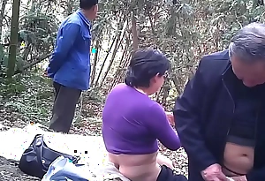 Sexual congress clip of an 85-year-old man playing a girl in the forest