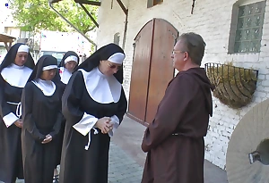 Nun loves thing embrace outdoor