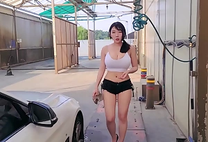Titillating Korean Woman Surfactant Her Car