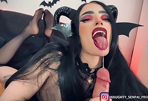 Senpai Teaching Succubus - Halloween Demon Cosplay Special Pmv (goth Latitudinarian Oral-stimulation Footjob Facial)