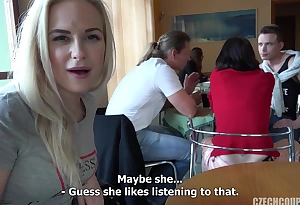 Czech group fuck at one's fingertips restaurant