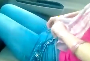 Tidbit Girlfriend Removing Jeans In Passenger car