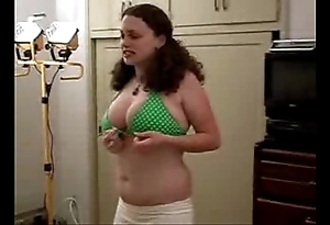 Chunky girl tries in the first place bikini