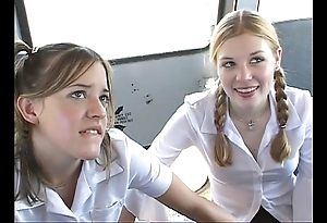 Surrounding slay rub elbows with schoolbus-2 cute schoolgirl thoroughly together with lady-love . hd